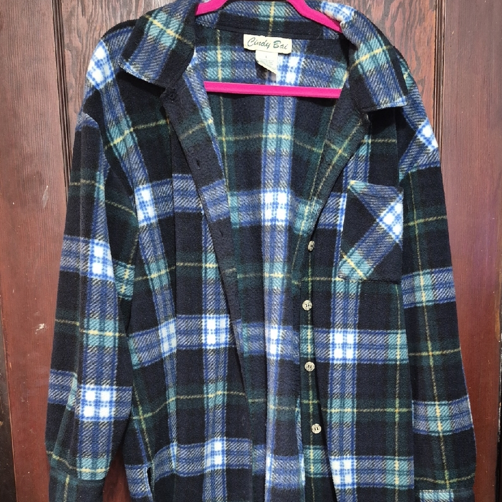 Women's Navy Plaid Button-Down Shirt
